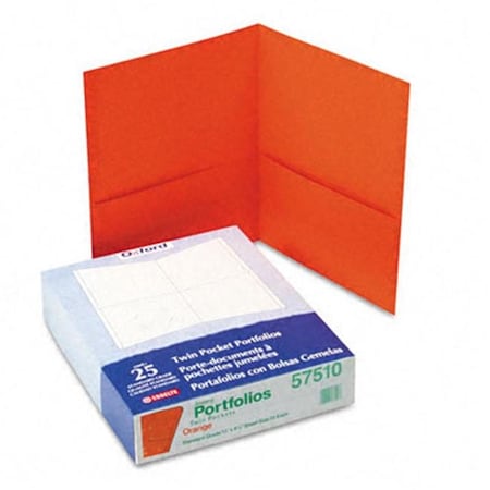 Esselte Pendaflex Esselte Pendaflex 57510 Twin-Pocket Portfolio  Embossed Leather Grain Paper  Orange 57510